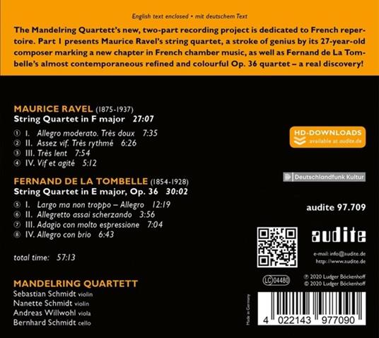 String Quartets - CD Audio di Maurice Ravel,Fernand de La Tombelle,Manderling Quartett - 2
