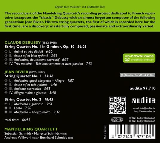 String Quartet - CD Audio di Claude Debussy,Manderling Quartett - 2