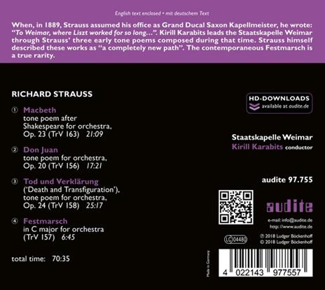 Macbeth op.23 - Don Juan op.20 - Morte e trasfigurazione op.24 - Festmarsch (Digipack) - CD Audio di Richard Strauss,Kirill Karabits - 2