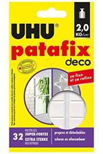 UHU Patafix Deco, pasta da fissare, pastiglie pre tagliate super forti (fino a 2 kg) e riposizionabili, 32 pastiglie bianche.