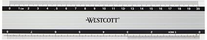 Westcott E-10190 00 Righello in alluminio particolarmente antiscivolo, 20 cm / 8 pollici