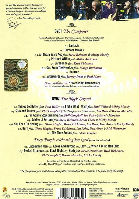 Jon Lord. Celebrating Jon Lord (2 DVD) - DVD di Deep Purple,Paul Weller,Glenn Hughes,Jon Lord,Bruce Dickinson,Franz Joseph Haydn - 2