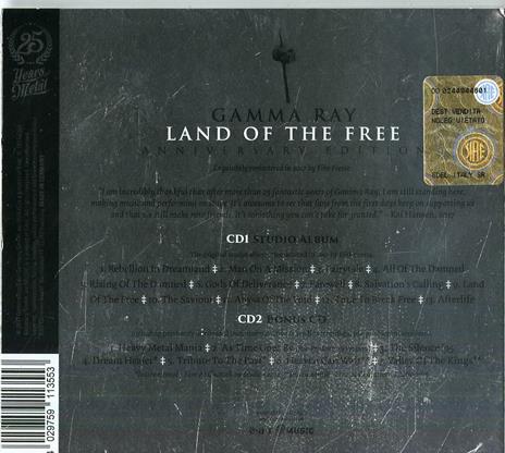 Land of the Free (2017 Anniversary Edition) - CD Audio di Gamma Ray - 2
