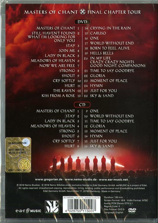 Live! Masters of Chant. Final Chapter Tour - CD Audio + DVD di Gregorian - 2
