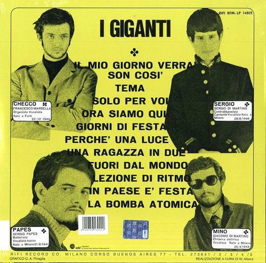 I Giganti (180 gr. Yellow Vinyl Limited Edition) - Vinile LP di I Giganti - 2