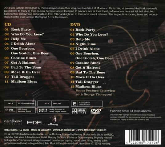 Live at Montreux 2013 (CD + DVD) - CD Audio + DVD di George Thorogood & the Destroyers - 2