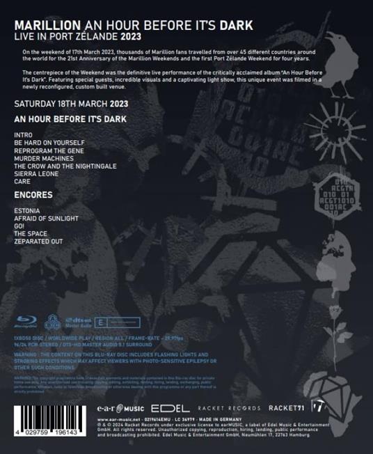 An Hour Before it's Dark. Live in Port Zelande 2023 (Blu-ray) - Blu-ray di Marillion - 2