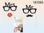 Set 4 Pezzi Photobooth Mr & Mrs Sposo Sposa Matrimonio Wedding Accessori