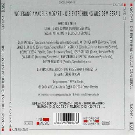 Il ratto dal serraglio (Die Entführung aus dem Serail) - CD Audio di Wolfgang Amadeus Mozart,Ferenc Fricsay - 2