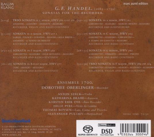 Sonate for the Recorder - CD Audio di Georg Friedrich Händel - 2
