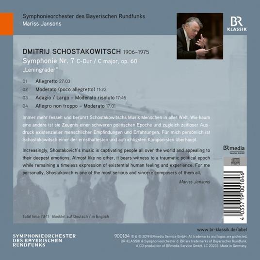 Sinfonia n.7 Leningrado - CD Audio di Dmitri Shostakovich,Mariss Jansons - 2