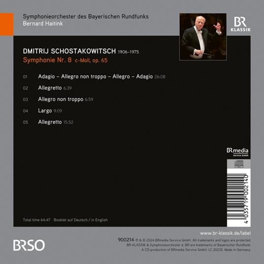 Symphony No. 8 C Minor, Op. 65 - CD Audio di Dmitri Shostakovich,Bernard Haitink,Orchestra Sinfonica della Radio Bavarese - 2