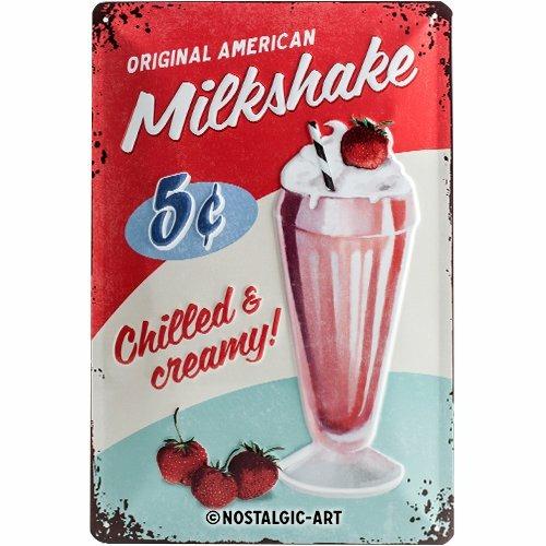 Cartello Tin Sign 20 x 30cm Milkshake, 30x0x20 cm