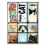 Set di 9 magneti Happy Cats, 9x2x7 cm