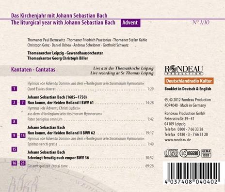 Cantate BWV36, BWV61, BWV62 - CD Audio di Johann Sebastian Bach - 2