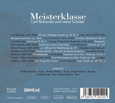 Meisterklasse. Carl Reinecke Und Seine Schüler - CD Audio di Amarcord - 2