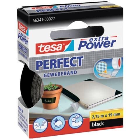 Nastro adesivo in tela plastificato PowerÂ® Perfect – nero