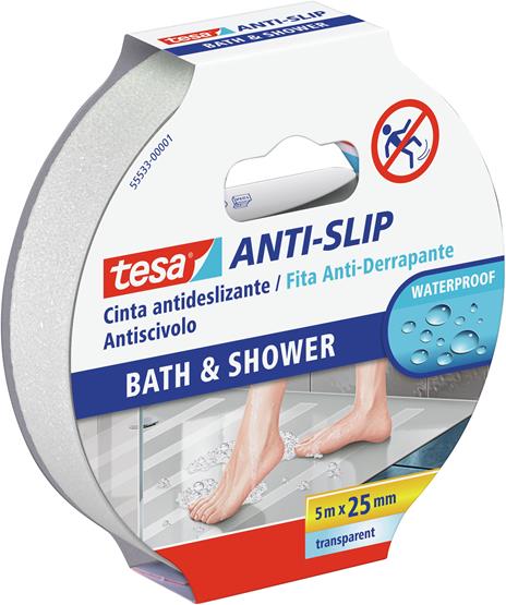 TESA Antislip Nastro antiscivolo Doccia delicato per il bagno 5m x 25mm nastro adesivo da cancelleria Trasparente 1 pezzo(i) - 2