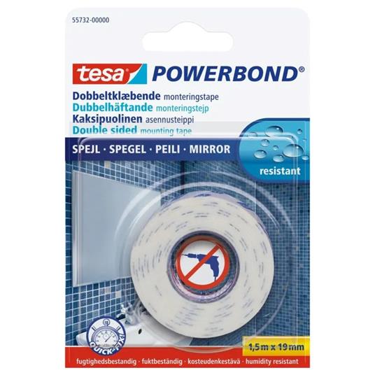 Nastro bi-adesivo TESA Powerbond per specchi 1.5 m x 19 mm bianco