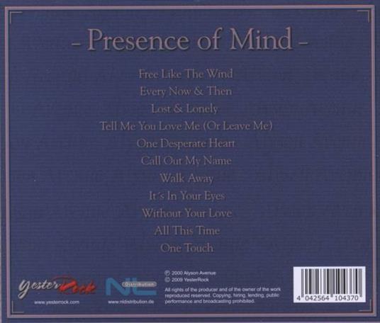 Presence of Mind - CD Audio di Alyson Avenue - 2