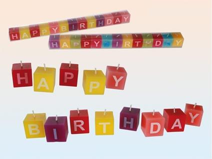 Confezione 13 candele colorate happy birthday