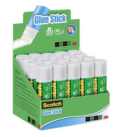 Colla stick Scotch bianca. Senza solventi. Lavabile con acqua. Confezione Risparmio 20 pezzi (12 grammi)