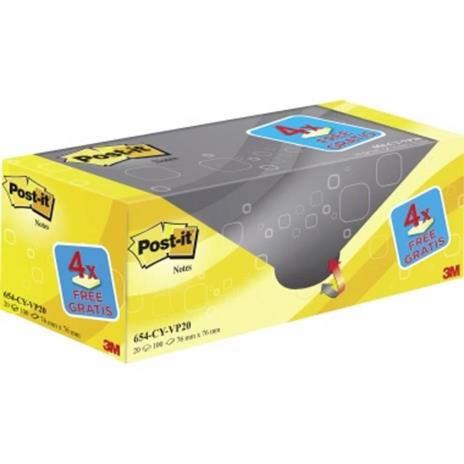 Post-it Nota adesiva, memo 654Y-20 76 mm x 76 mm Giallo 2000 Foglio