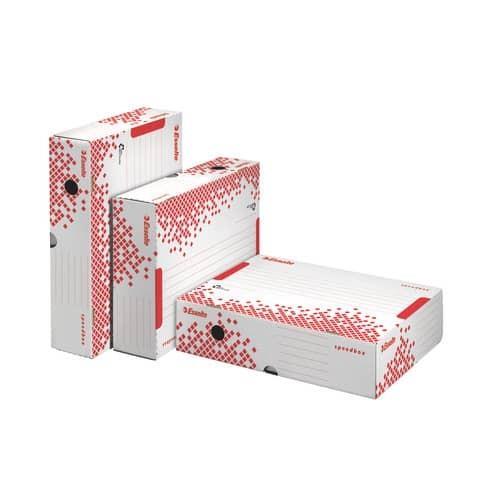 Scatola archivio Esselte SPEEDBOX dorso 80 mm bianco/rosso 8x25x35 cm 623910 (Conf.20)