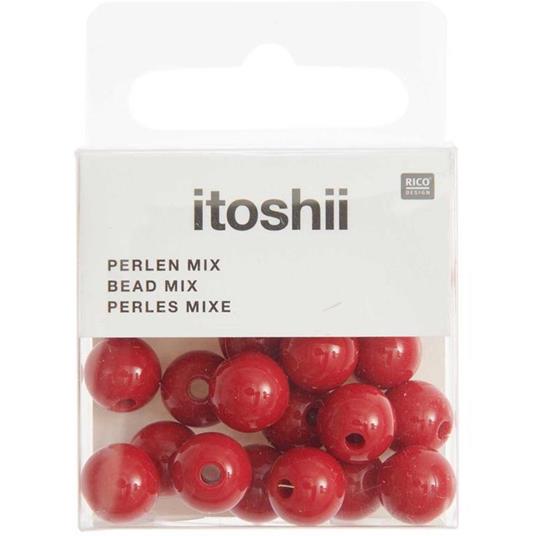 24 perle rotonde 10 mm - rosso