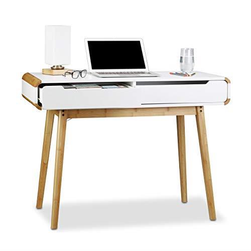Scrivania con Cassetti, Tavolino Design Nordico, Scrittoio, Tavolo per  Studio & Cameretta, 73x100x45 cm,bianco - Relaxdays - Idee regalo | IBS