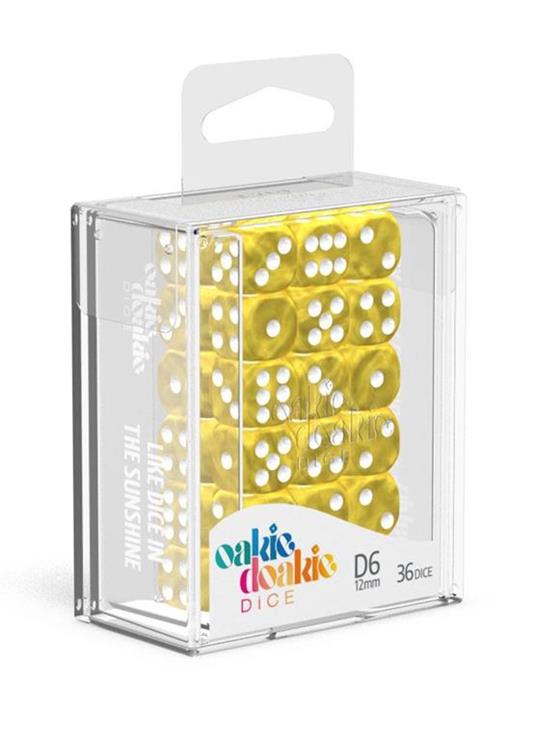 Oakie Doakie Dice D6 Dice 12 mm Marble - Yellow (36)