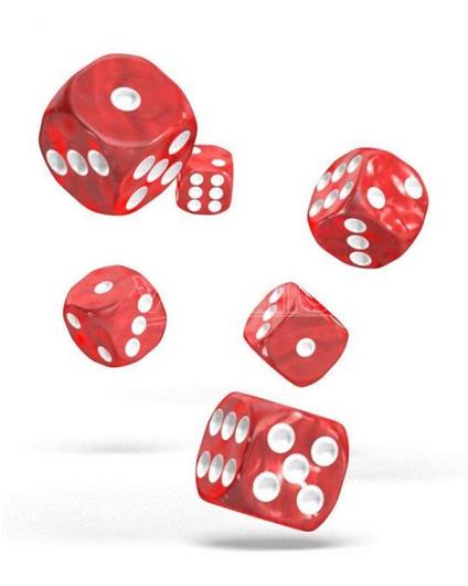 Oakie Doakie Dice D6 Dice 16 Mm Marble - Red (12) Oakie Doakie Dice