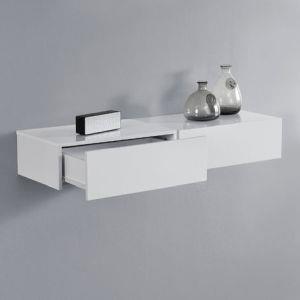 2 x Mensola da parete con cassetto. Bianco laccato lucido. 46x3x15cm -  En.Casa - Idee regalo | IBS