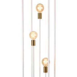 Lampada da Terra Alta 140 cm Piantana in Metallo con 3 Luci E27 60W. Bianco  con Portalampadine in Color Rame - Lux.Pro - Idee regalo | IBS