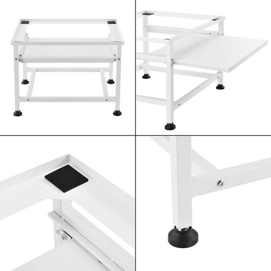 Base Supporto per Lavatrice Standard Rialzamento 63 x 54 x 41 cm Basamento  con Piano Estraibile e Piedini con Gomma Antiscivolo Carico Max.150kg.  Bianco - En.Casa - Casa e Cucina | IBS