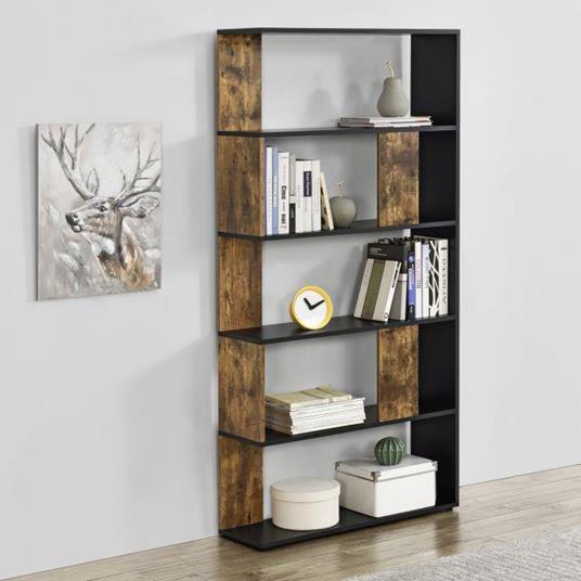 Libreria a 5 Ripiani 159 x 80 x 23,5 cm Scaffale in Design Moderno Mobile  Divisorio Portaoggetti/Organizzatore per Soggiorno Nero/Effetto Legno Scuro  - En.Casa - Idee regalo | IBS