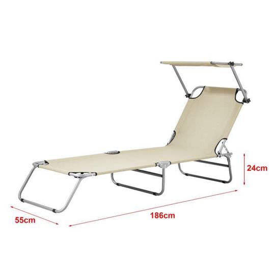 Lettino Prendisole Portatile con Tettuccio Parasole Regolabile, Sdraio  Pieghevole con Schienale Reclinabile - Supporto Fino a 110 kg - Beige -  Casa.Pro - Idee regalo | IBS