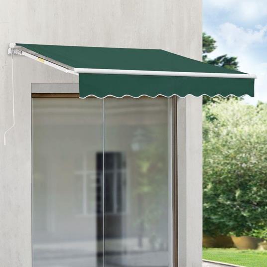 Tenda da Sole a Muro con Bracci Estensibili e Manovella - 250 x 200 cm  (LxP) - Tettuccio Parasole con Protezione Raggi UV - Verde Scuro - En.Casa  - Casa e Cucina | IBS