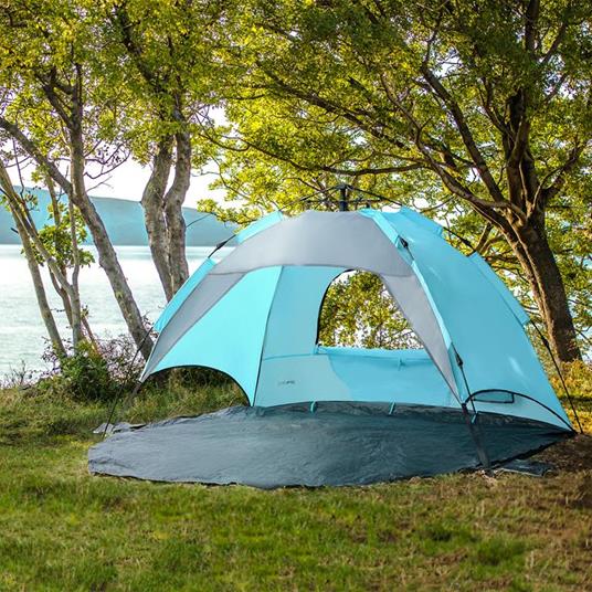 Tenda Pop Up da Spiaggia per 2 Persone, Tenda Parasole con Finestra, incl.  Borsa di Trasporto - Azzurro - en.casa - Casa e Cucina | IBS