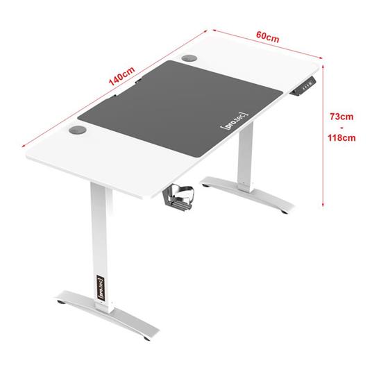 Scrivania Regolabile in Altezza tra 73-118 cm (LxP) 140 x 60 cm con  Sollevamento Elettrico, Postazione con Tappetino per Mouse, Portabicchiere,  Supporto Cuffia e Display - Bianco/Nero - pro.tec - Casa e Cucina | IBS