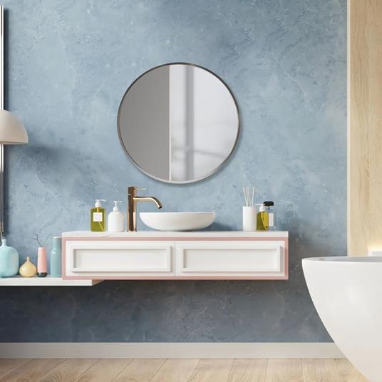en.casa] Specchio Rotondo da Parete Ø 50 cm Specchio da Bagno con Cornice  in Alluminio - Color Argento - en.casa - Idee regalo | IBS