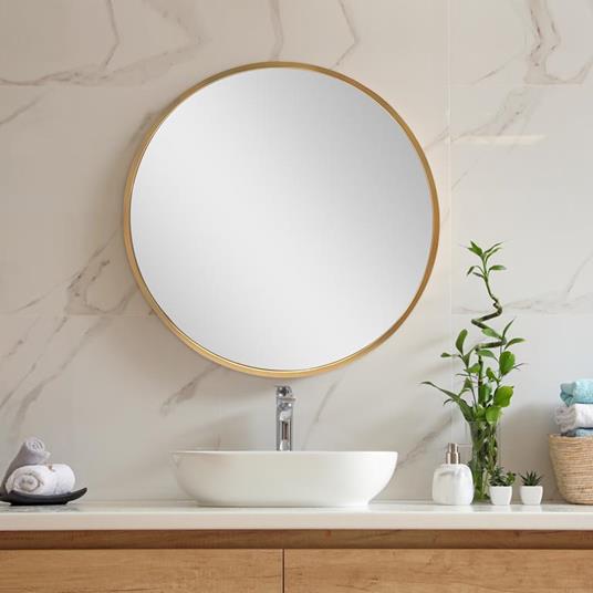 en.casa] Specchio Rotondo da Parete Ø 60 cm Specchio da Bagno con Cornice  in Alluminio - Color Oro - en.casa - Idee regalo | IBS
