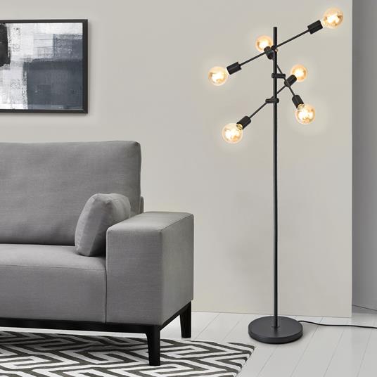 Lampada da Terra con 6 Fonti di Luce Regolabili - Altezza 160 cm - Lampada  a Stelo Piantana in Metallo Senza Paralume in Stile Industriale - Nero -  lux.pro - Idee regalo | IBS