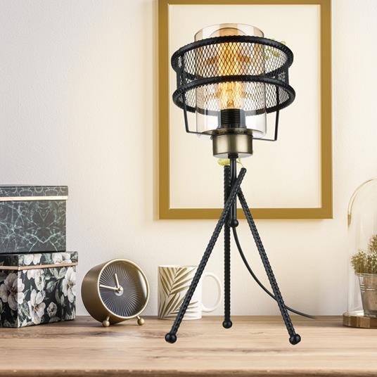 Lampada da Tavolo con Base a Treppiede e Paralume Circolare Lampada in  Metallo in Stile Industriale - Nero - lux.pro - Idee regalo | IBS