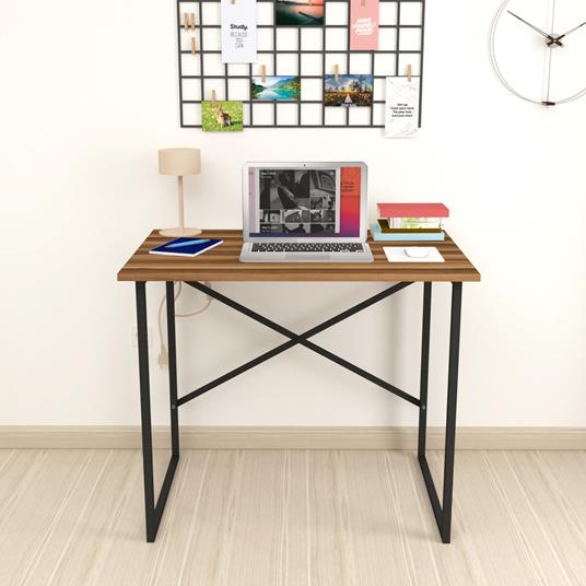 en.casa] Scrivania (AxLxP) 75 x 90 x 60 cm Tavolo da Studio Postazione di  Lavoro con Telaio in Metallo, Piano Tavolo in Color Noce - en.casa - Idee  regalo | IBS