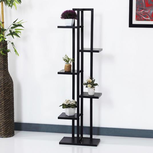 en.casa] Scaffale Portapiante (AxLxP) 120 x 34 x 21 cm Mobile a Terra con  Ripiani Portaoggetti Organizzatore per Piante - Nero/Marmo Nero - en.casa -  Idee regalo | IBS