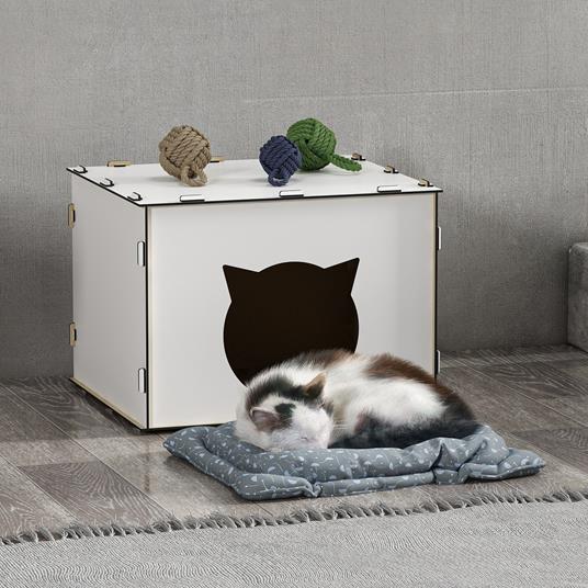 en.casa] Casetta per Gatti (AxLxP) 30 x 40 x 35 cm Cuccia a Forma di Cubo  Struttura in MDF Rifugio - Bianco - en.casa - Idee regalo | IBS