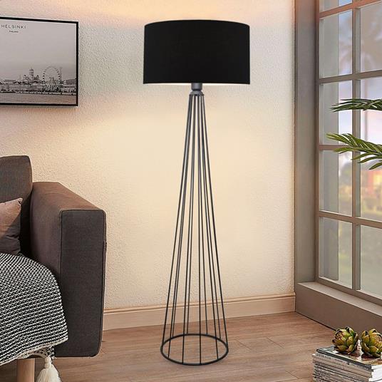 lux.pro - Lampada da Terra - Altezza 155 cm - Piantana con Paralume  Cilindrico in Tessuto Lampada a Stelo in Metallo - Antracite / Nero -  lux.pro - Idee regalo | IBS