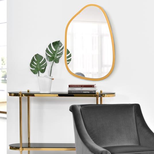 Specchio da Parete 80 x 58 cm Specchio con Cornice in MDF da Linea  Irregolare - color Oro [en.casa] - [en.casa] - Idee regalo | IBS