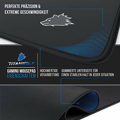 CSL – Tappetino per mouse XXL Speed Gaming, in titanio lupo nero, 900 x 400 mm – XXL – Tappetino per il mouse – Tappetino per il mouse – Taglia grande – migliora precisione e velocità - 2